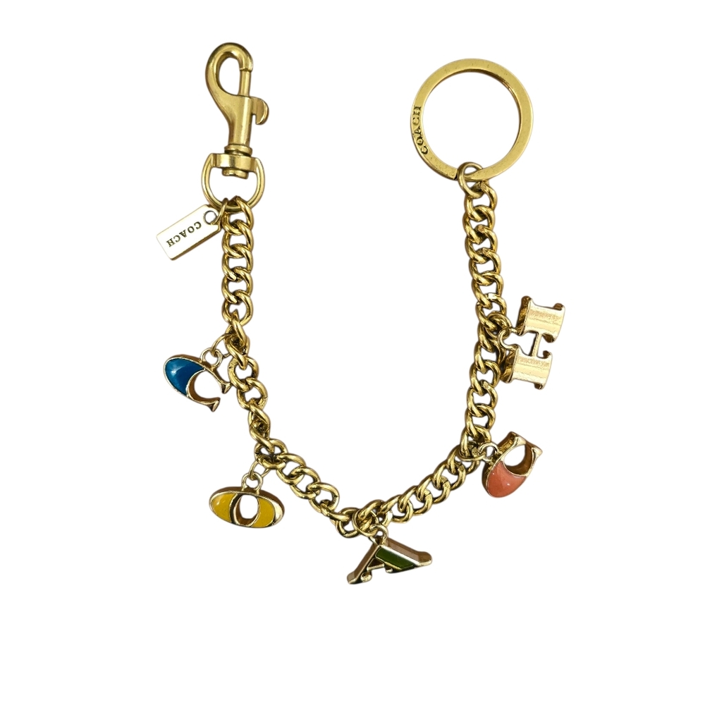 Coach Gold and Multicolor Charm Keychain